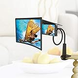 sunyu Phone Holder with 12" 3D Curve Phone Screen Magnifier,with Adjustable Clamp Lazy Phone Stand Phone Screen Amplifier with for Smartphone Phoneblack - Image 2