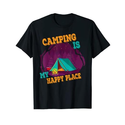 Camping is my Happy Place - Tienda de campaña, diseño con texto en inglés Camiseta
