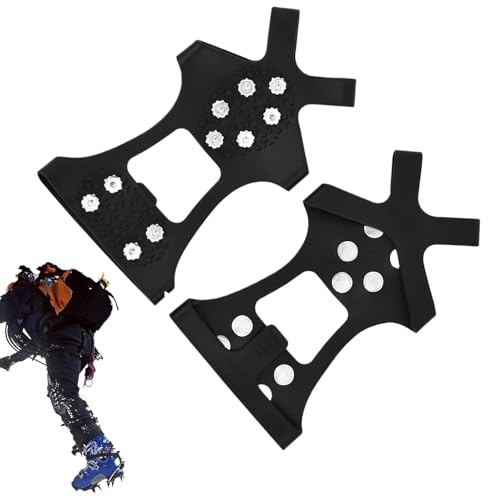 Walk Traction Cleats - 8-Spikes Ice Snow Grips for Ice Fishing | Footwear Traction Crampons for Winter Climbing, Fishing, Mountaineering