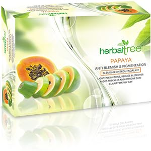 Herbaltree Papaya Facial Kit For Lighten Skin Tone, Hydration, Improve Skin Clarity with Papaya Extract & Anti Aging Effects for Glowing Fairer | Blemish Free Facial Kit (525 gm + 5 ml)