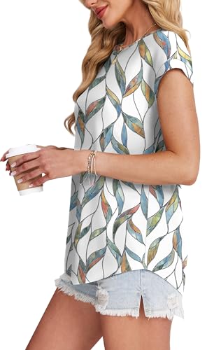 xieerduo womens tops short sleeve shirts blouses for women dressy casual cap sleeve tops with curved hem