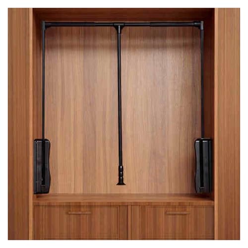 Tringle de placard rabattable double effet noire réglable de 930 à 1250 mm