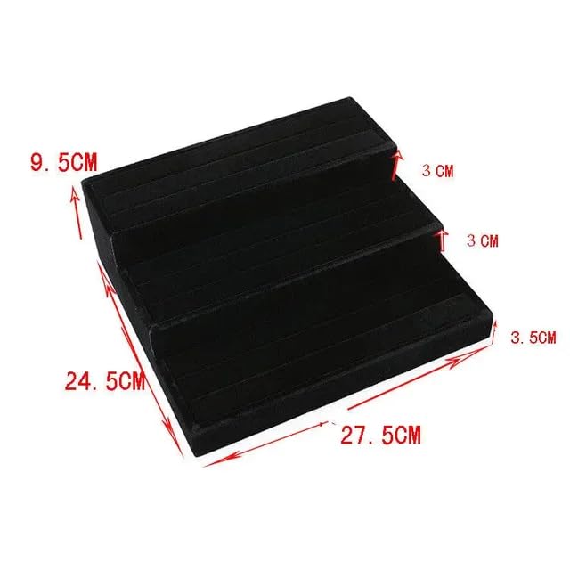 Image of Kada Step Velvet Jewelry Organizer Dsipaly Tray Black