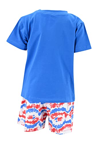 Image of Boys 2pc Shorts Set Outfit Short Sleeve Shirt with Classic Applique Print and Shorts