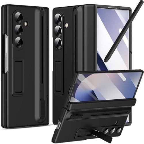 NINKI for Samsung Galaxy Z Fold 7 Case with S Pen Holder and Stylus & Invisible Kickstand, Full Body Hinge Built-in Screen Protector Fold7 Phone Cover for Samsung Z Fold 7 Case with S Pen Slot – Black