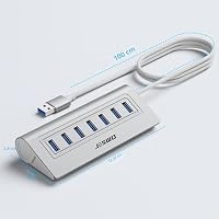 USB Hub 3.0 7-Port, Aluminium USB Verteiler Adapter mit Mehrfach USB 3.0 – Ansicht 7