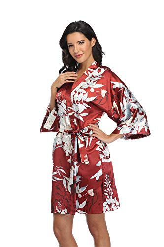 Image of Women's Pure Short Silky Robes Bridesmaid Bride Party Satin Robes Sleepwear