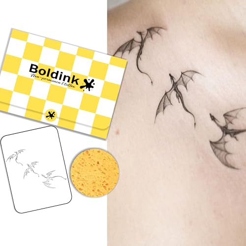 Dragons Semi Permanent Tattoos for Adults Realistic Fake Tattoo Waterproof | Temporary Tattoos,Lasts 7-15 Days,No Adhesive,No Reflection,Party,Festival,Gifts,Daily Wear
