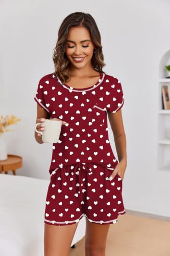 Image of Ekouaer Womens Pajama Sets 2 Piece Pjs Short Sleeve Top and Shorts