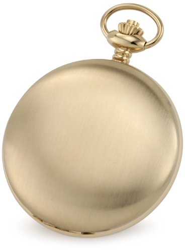 Image of Charles-Hubert, Paris 3906-G Premium Collection Gold-Plated Stainless Steel Satin Finish Hunter Case Mechanical Pocket Watch