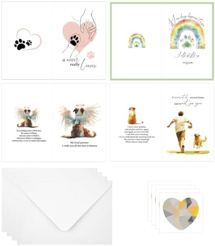 Pet Sympathy Cards With Envelopes - 18 Pack Condolence Cards For Loss Of Dog Or Cat