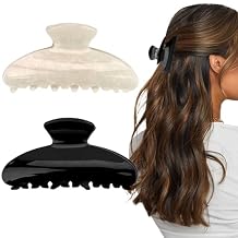 2Pcs Hair Claw Clips Hair Barrettes for Thick Thin Curly Straight Hair Medium Claw Hair Clamps Cute Clips for Women GirlsBalck and White