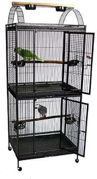 Waimea Wingplex Double Decker Bird Cage - 30 X 24 X 74 - Eggshell Vein