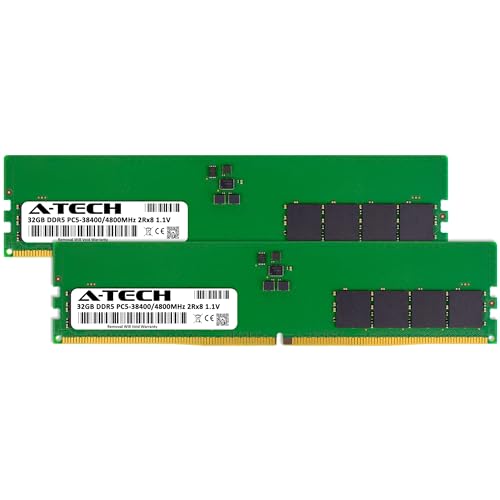 Image of A-Tech 64GB Kit (2x32GB) DDR5 4800MHz PC5-38400 CL40 UDIMM 2Rx8 Dual Rank 1.1V Non-ECC Unbuffered DIMM 288-Pin Desktop PC /Computer RAM Memory Upgrade Modules