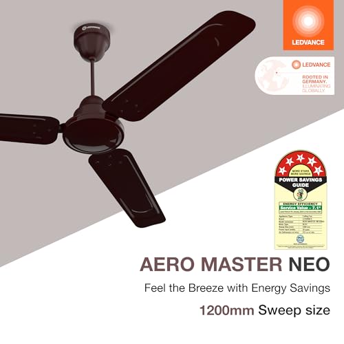 Image of LEDVANCE Aero Master Neo Bldc Fans Ceiling 1200mm with Remote | Ceiling Fan for Living Room | 5 Star Ceiling Fan | 50% Energy Saving | 100% Copper Winding | Reverse Mode | 3 Year Warranty - Brown