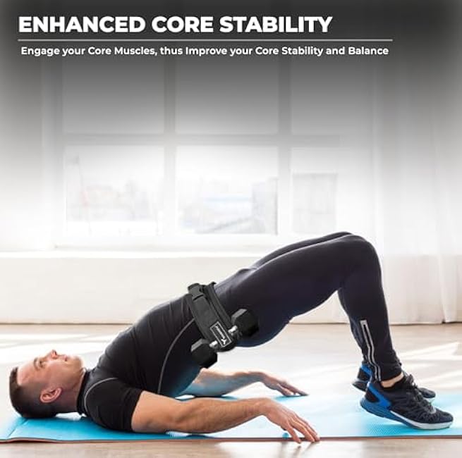 Hip Thrust Belt for Dumbbells - Adjustable Exercise Glute Bridge & Booty Boost Belt for Hip Thrusts, Glute Trainer Dumbbell Strap for Home & Gym Workouts