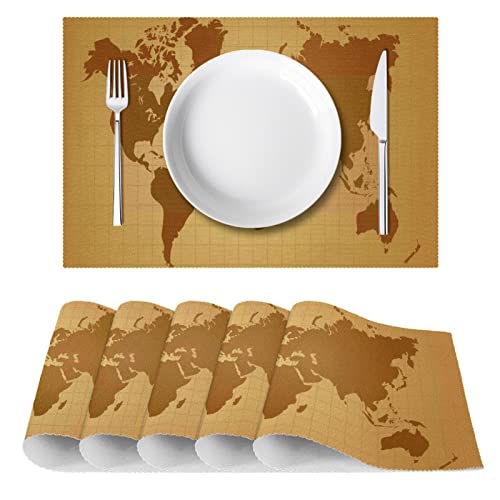 Set de table retro carte du monde 30x45cm resistant chaleur - 3