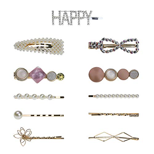 image for QIYIQI Pearls Hair Clips Acrylic Resin Hair Barrettes for Women Ladies
