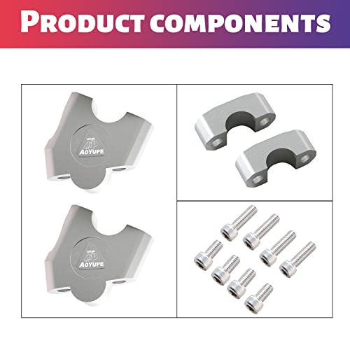 Handlebar Riser Clamp, 2 Pcs 1.18''(30Mm) Height Provide Suitable Seating Position For You, 7/8''(22Mm) Motorcycle Compatible With Kawasaki, Honda, Suzuki, Yamaha Atv Dirt Bike, 7/8''(Sliver) #TOP6