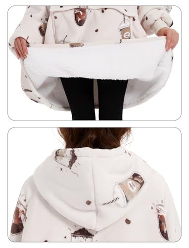 Image of KFUBUO Wearable Blanket Hoodie for Adults Sherpa All Patterns Oversized Sweatshirt Blanket with Pocket