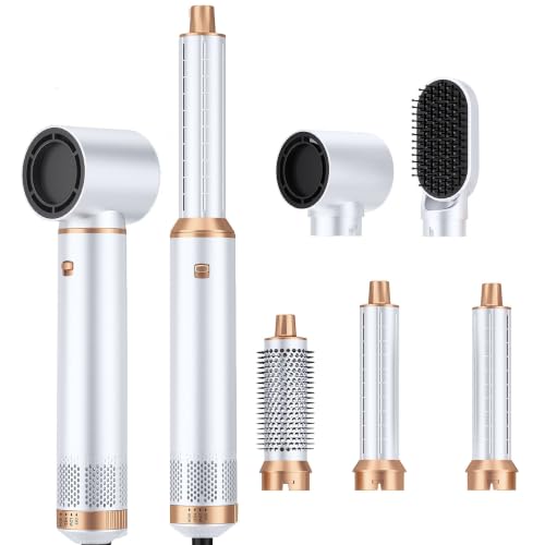 Image of Blow Dryer Brush, 5 in 1 Negative Ion Hair Dryer Brush Set | 800W Hot Air Styler with Auto-Wrap Curler, Hair Styling Tools for Curling, Straightening, Volumizing & Drying
