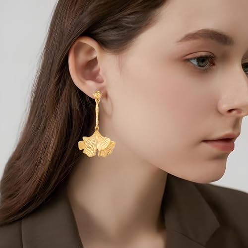 Gold/Silver Ginkgo Leaf Dangle Earrings for Women Statement Earrings Boho Plant Leaf Earrings Fashion Jewelry3