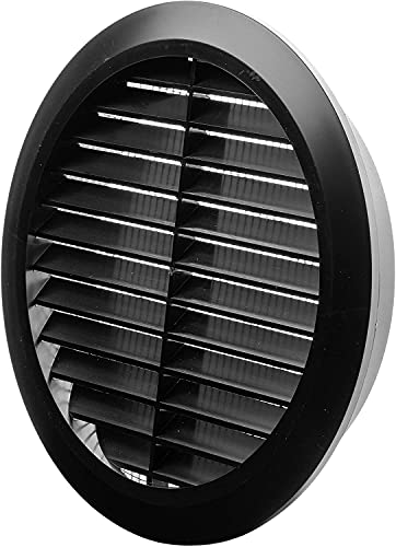Vent Systems 5'' Inch - Black - Soffit Vent Cover - Round Air Vent Louver - Grill Cover - Built-In Insect Screen - Hvac Vents For Bathroom, Home Office, Kitchen #TOP2