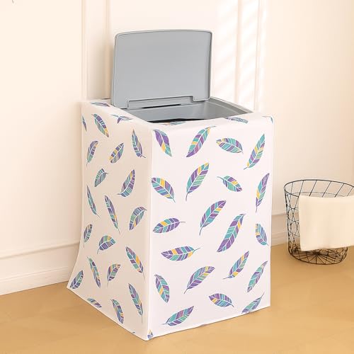 Image of HOKIPO Top Load Washing Machine Cover | Waterproof & Dustproof PEVA Protective Cover for 6kg, 6.5kg, 7kg & 7.5kg Fully Automatic Top Load Machines | Size 60x63x87 cm, Boho Feathers (AR-5879-D5)