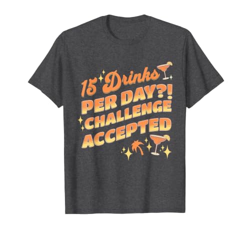 Funny Cruise Group Drink Package Challenge Accepted Vacation T-Shirt, Men, Dark Heather Grey, X-Large