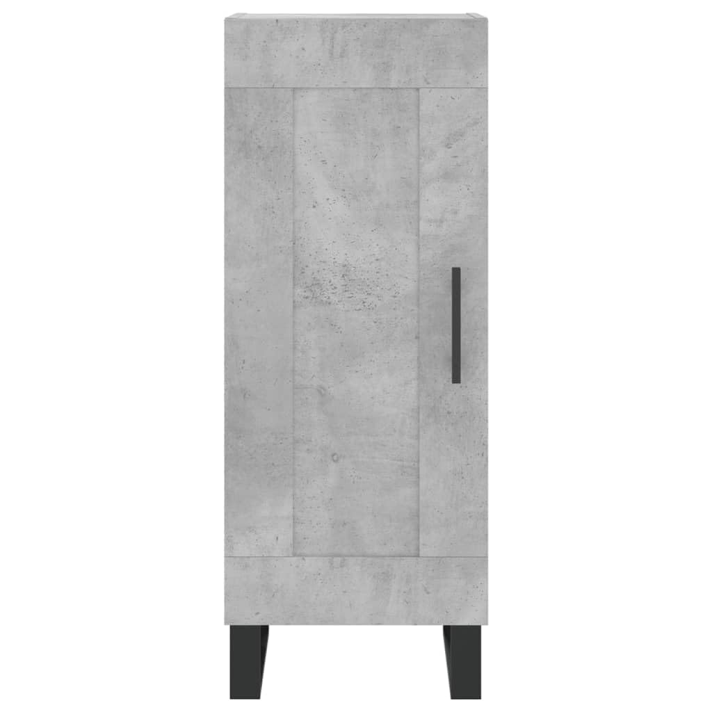 Générique Bufet wysoki szary beton 34,5 x 34 x 180 cm z drewnianymi drzwiami i metalowymi nogami, duża przestrzeń do przechowywania szafki do salonu