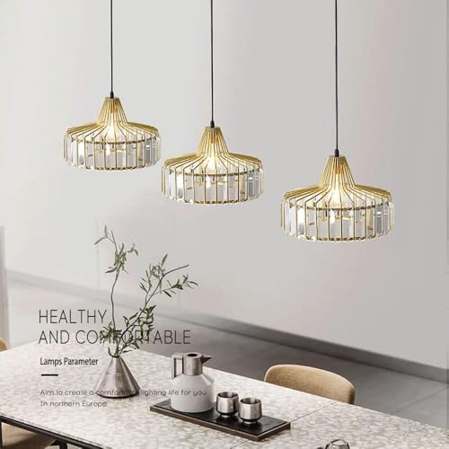 Suspension en cristal moderne ajustable, solution lumineuse dorée pour hall et salon