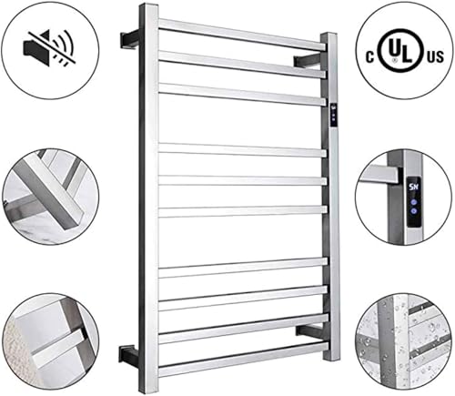 Toallero Eléctrico de Pared de 10 Barras Cuadradas para un Baño Confortable y Seco 6
