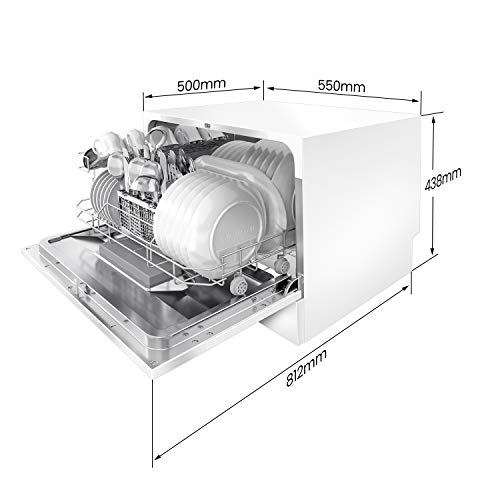 Comfee CTG 556N tafelvaatwasser, kleine afwasmachine, keuze uit 6 couverts, 6 spoelprogramma's, 61 kWh/100 cycli, 1820 l/jaar, wit - Image 4