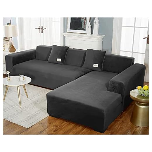 Velours Housse de Canapé d'angle Extensible 3 4 2 Places avec Accoudoirs Couverture de Canapé, Le Revêtement de Canapé d'angle en Forme de L Doit en Acheter Deux (Color : D, Size : 145-185cm)