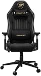 Cougar Explore Royal F Jeux ergonomiques & Président du Bureau – 155o inclinaison, hauteur réglable et angles d'inclinaison, 3D Accoudoirs, Tissu Velours + PVC Revêtement en cuir, supporte jusqu'à 120 kg – Noir/Or