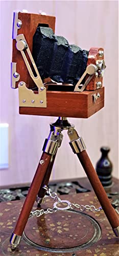 Antique Vintage Look Film Camera Wooden Tripod Collectible Studio Gift