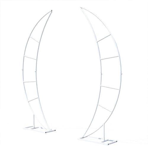 Miniatura 3 de Soporte de arco de boda en forma de luna blanca de 6.6 ft de altura, arco de boda de hierro, media luna, soporte floral para telón de fondo de boda,