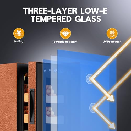 Image of Tylza Leather Trim Cigar Humidor, 35L Cigar Humidor Cabinet with Auto Humidity & Temp Control, 300 Counts, 3 LED Lights, Spanish Cedar Wood, Cigar Humidors with Safety Lock, Gifts for Men