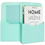 Okuna Outpost Magnetic File Holder - Space-Saving Wall File Organizer - Refrigerator & Cabinet Mail Organizer - Whiteboard Magnetic Folder Holder - Mint - 10 x 13 in - Pack of 2