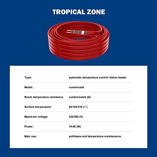 Mega Yu Neng Explosion Proof And Flame-Retardant Self Limiting Electric Tracing Tape Industrial Pipeline 220V Automatic Temperature Control Electric Tracing Tape (6.5 Feet, Red) #TOP5