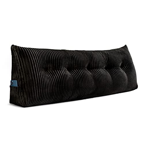 Activance Large Triangular Headboard Wedge Bed Rest Reading Pillow Backrest Positioning Support Bolster Cushion With Removable Cover (Black, Queen: 59X8X20 Inches) #TOP3