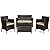 Goplus 4-Piece Rattan Patio Set, Outdoor/Indoor Wicker Conversation Set for Pool, Backyard, Lawn, Wicker Chairs and Sofa with Soft Cushion, Rattan Furniture with Tempered Glass Coffee Table
