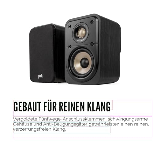 Polk Audio Signature Elite ES10 hochauflösende Surroundlautsprecher fürs Heimkino, Stereo Lautsprecher, Satelliten-Lautsprecher, HiFi, Hi-Res Zertifiziert, kompatibel mit Dolby Atmos und DTS:X (Paar)