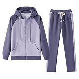 amropi Femme Survêtement Ensemble Veste Sweat à Capuche Jogging Pantalon Tenue de Sport Violet, L
