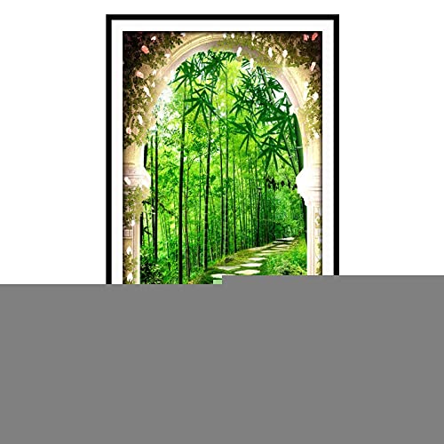 Peinture diamant grand format motif bambou vert 70x120cm pour decoration salon
