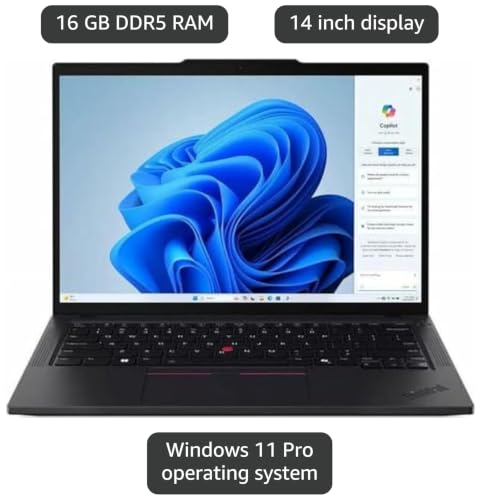 Image of Lenovo ThinkPad T14 Gen 5 (AMD) - AMD Ryzen 7 8840U 14 inch - 1920 x 1200-16GB DDR5 512GB SSD - AMD Radeon 780M Graphics, Windows 11 Pro - Black