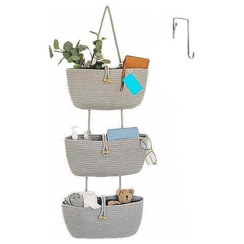 CJHZQYY 3 Tier Wall Hanging Storage Basket Set Cover