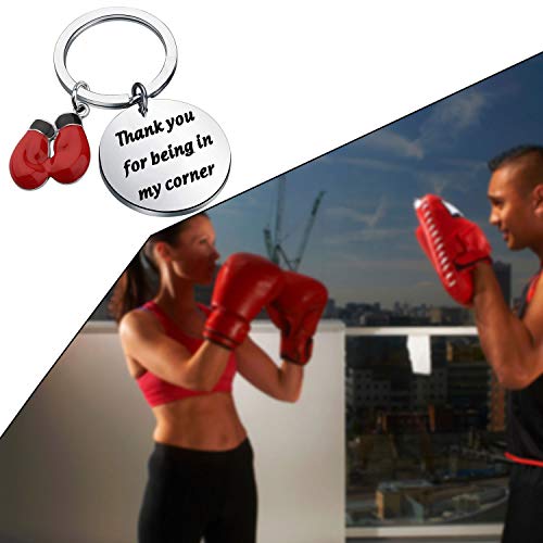 CHOORO Boxing Gift Red Boxing Gloves Keychain Sports Gift Thank You for Being in My Corner Gifts for Boxers Boxing Coach (being in my corner Boxing-keychain)