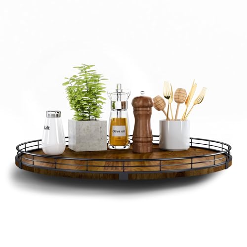 AMH 18-Inch Farmhouse Oak Lazy Susan Organizer, Walnut Finish by AMH - Used condition - CA$54.40