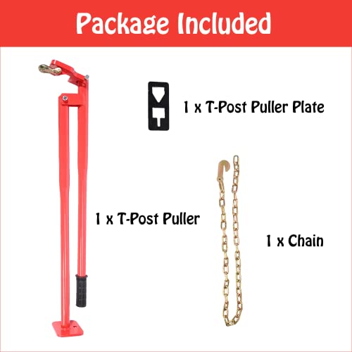 lukar 34\" T-Post Puller Fence Post Puller with Plate and 51\" Chain